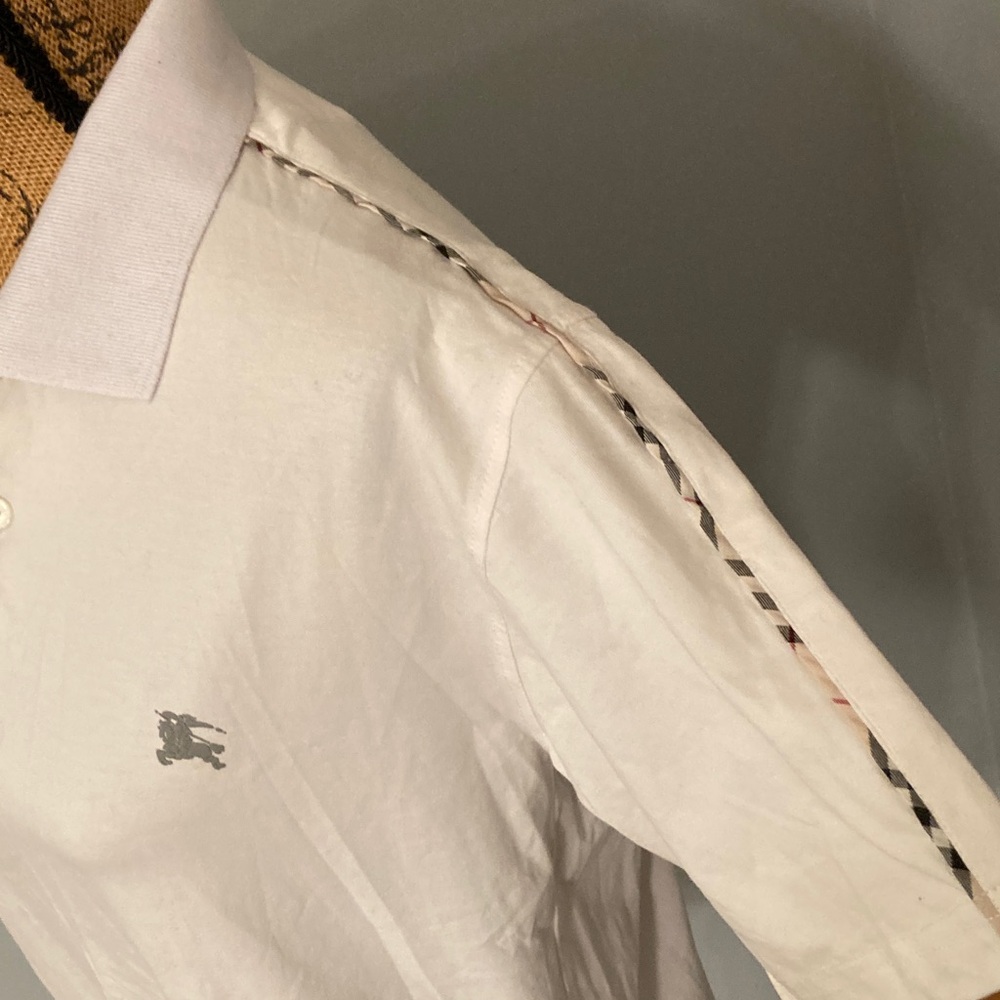Burberry London Classic White Polo with Iconic Trim Women Size M - Picture 4 of 13